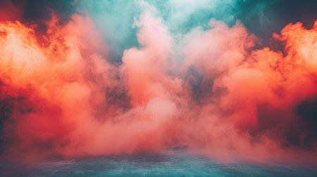 Vibrant red and blue smoke clouds creating a mystical atmosphere.の素材