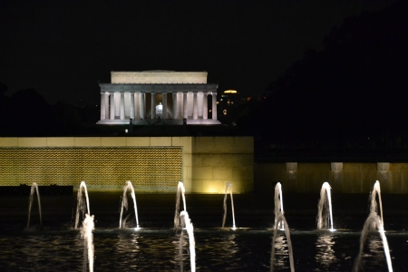 Lincoln Memorial across the reflecting pool in the distance  の写真素材