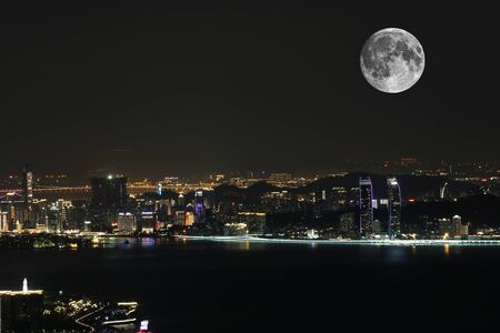 The night view of Xiamen islandの写真素材
