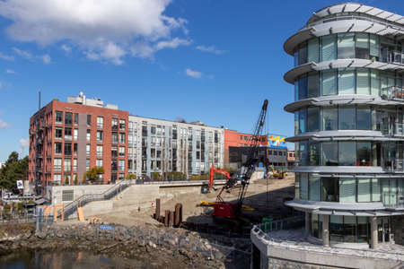 Victoria, British Columbia/Canada - March 13, 2021: new building construction site as the city of Victoria growsのeditorial素材