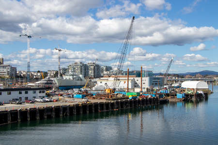 Victoria, British Columbia/Canada - March 13, 2021: busy ship repair facilties in the port of Victoria, BCのeditorial素材