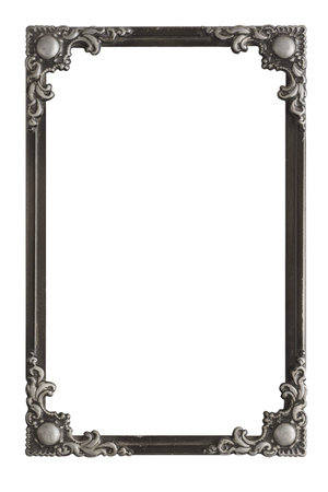 Old Antique Frame Floral Ornament Isolated On White