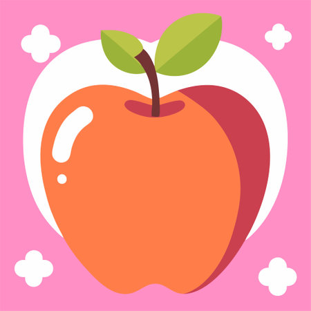 Illustration of apple on a pink background, vector illustration in flat styleのイラスト素材
