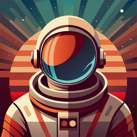 Astronaut in spacesuit. Vector illustration of astronaut in space.のイラスト素材