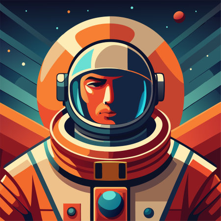 Astronaut in space. Vector illustration of astronaut in spacesuit.のイラスト素材
