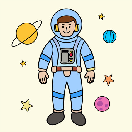 Astronaut in space suit. Vector illustration. Cartoon style.のイラスト素材