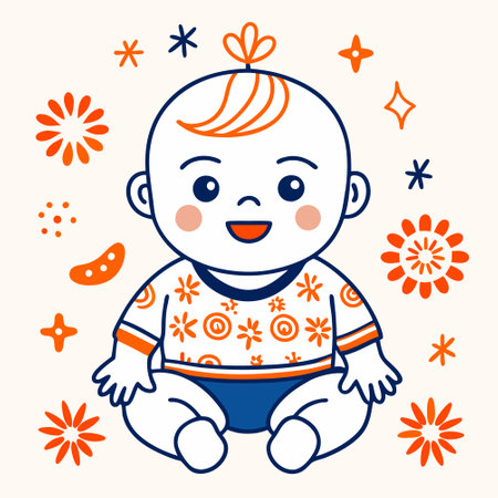 Cute cartoon baby boy. Vector illustration for children's design.のイラスト素材