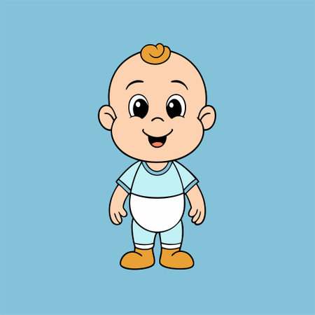 cute baby boy cartoon character vector art illustration. eps10のイラスト素材