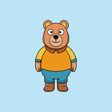 Cute cartoon bear character. Vector illustration in flat design style.のイラスト素材