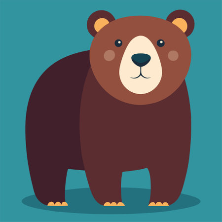 Vector illustration of a cute brown bear. Flat design style. Vector illustration.のイラスト素材