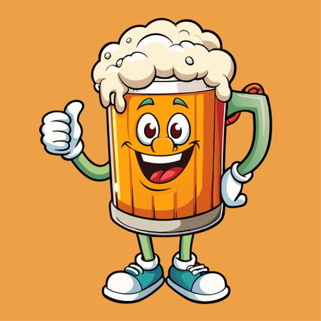 Mug of beer with ok hand sign cartoon character vector illustration.のイラスト素材