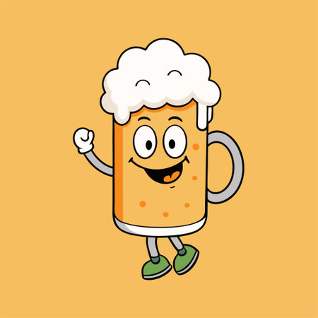 Mug of beer cartoon character vector illustration. Isolated on white background.のイラスト素材