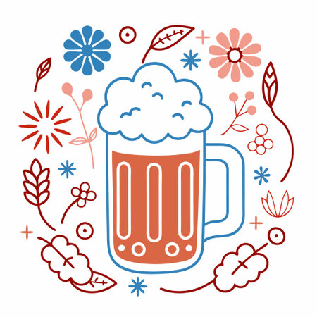 Mug of beer in doodle style. Vector illustration.のイラスト素材
