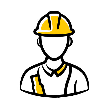 Construction worker icon. Flat vector illustration of construction worker icon for web designのイラスト素材