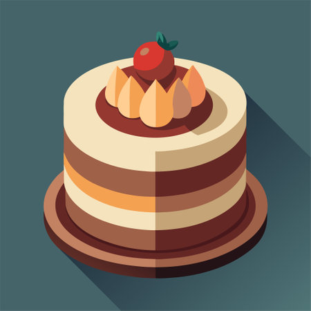 Cake icon, vector illustration. Flat design style with long shadowのイラスト素材