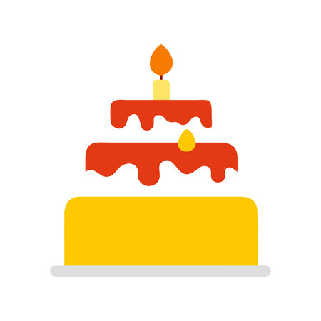 Birthday cake flat icon isolated on white background. Vector illustration.