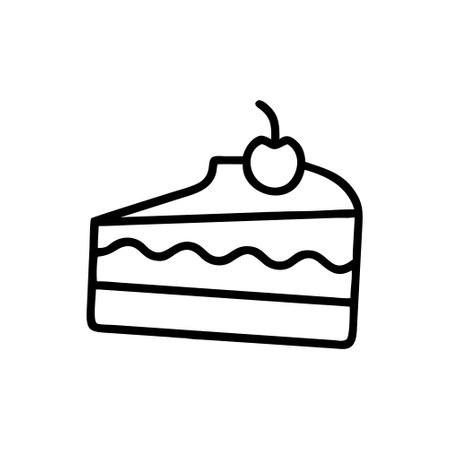 Cake icon vector. A thin line sign. Isolated contour symbol illustrationのイラスト素材