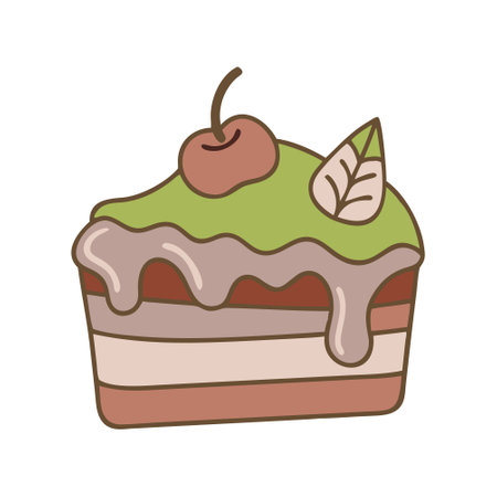 delicious cake with cherries isolated icon design, vector illustration graphicのイラスト素材