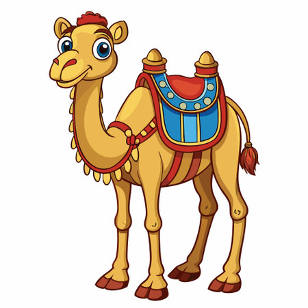 Cute camel cartoon isolated on a white background. Vector illustration.のイラスト素材