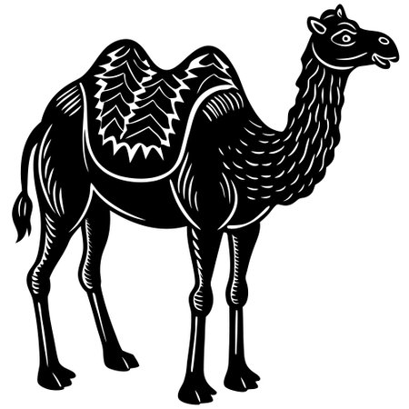 Camel - black and white vector illustration ready for vinyl cutting.のイラスト素材