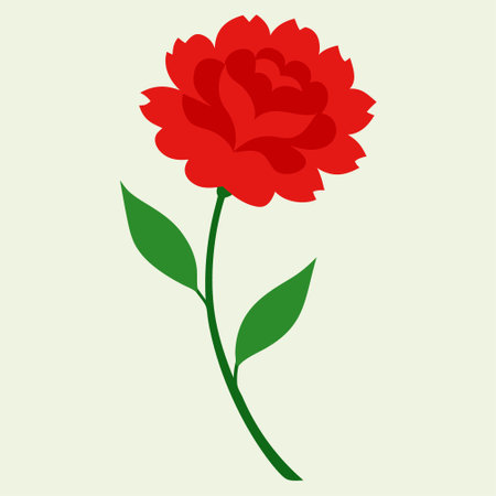 Beautiful red peony flower on a green background. Vector illustrationのイラスト素材