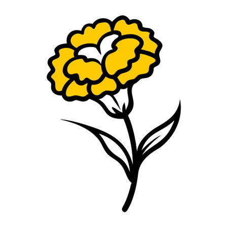 Hand drawn vector illustration of yellow flower. Isolated on white background.のイラスト素材