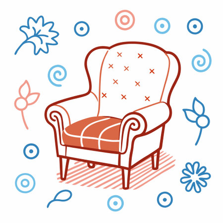 Armchair with floral pattern. Vector illustration in doodle style.のイラスト素材