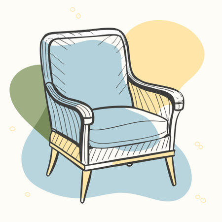 Illustration of a vintage armchair in retro style. Vector illustration.のイラスト素材