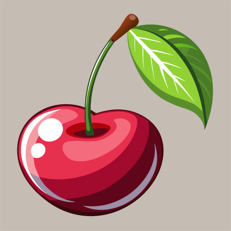 Cherry. Vector illustration. Isolated on a gray background.のイラスト素材