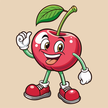 Cherry Cartoon Character Mascot Illustration Isolated on Backgroundのイラスト素材