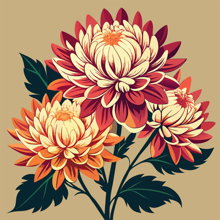 Beautiful bouquet of chrysanthemums. Vector illustration.のイラスト素材