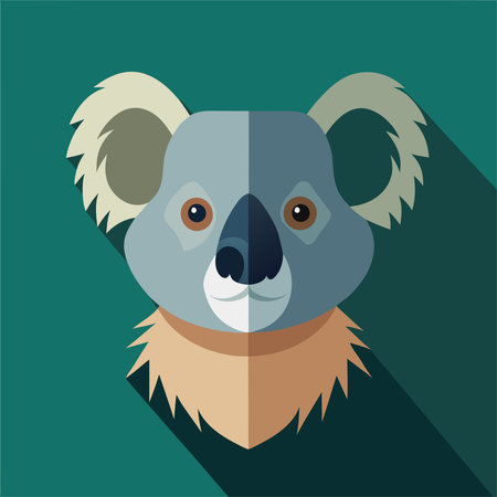 Koala head in flat design style with long shadow. Vector illustration.のイラスト素材