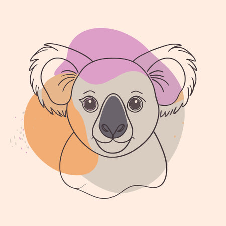 Cute koala vector illustration. Hand drawn line art style.のイラスト素材