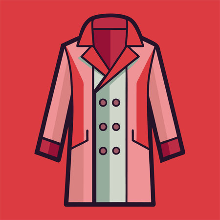 Illustration of a coat in a flat style on a red backgroundのイラスト素材