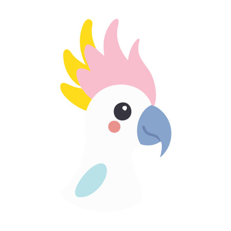 cute cockatoo bird cartoon vector illustration graphic design in flat styleのイラスト素材