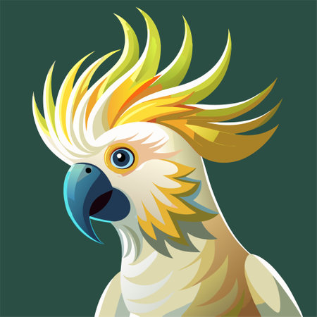 Cockatoo parrot on a green background. Vector illustrationのイラスト素材