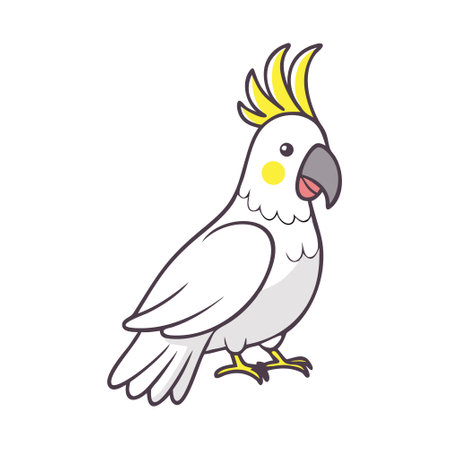 Cockatoo isolated on white background. Vector illustration in cartoon style.のイラスト素材