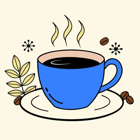 Coffee cup and saucer, vector illustration in flat styleのイラスト素材