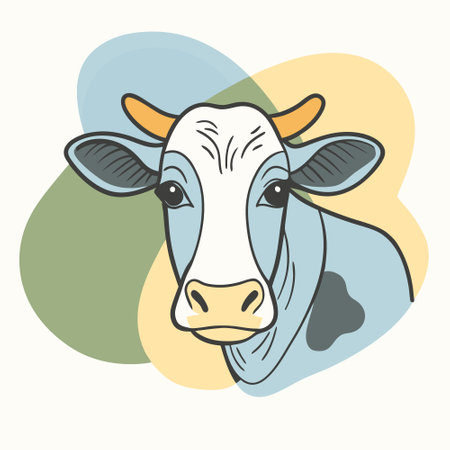 Vector illustration of a cow. Cute hand drawn farm animal.のイラスト素材