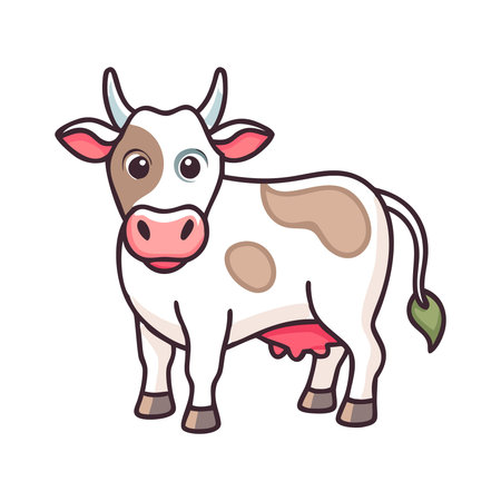 Cute cartoon cow. Vector illustration isolated on a white background.のイラスト素材
