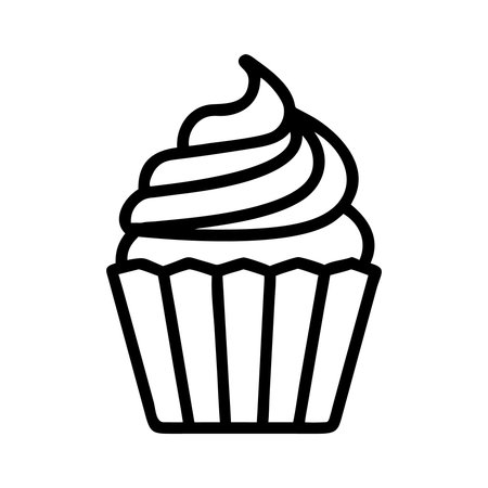 Cupcake vector illustration, filled design icon editable outline.