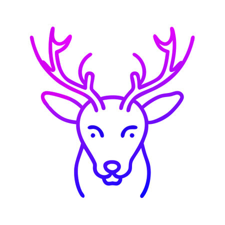 Deer head icon, vector illustration. Flat design style, purple color.のイラスト素材