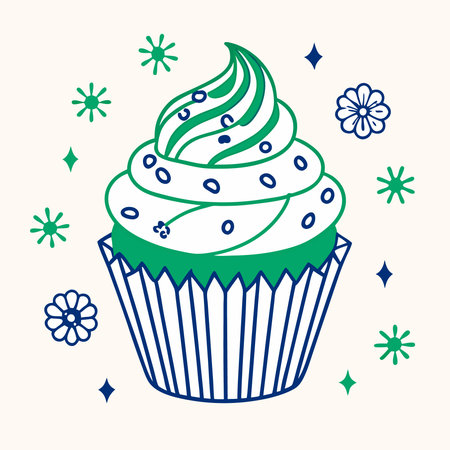 Cupcake doodle vector illustration. Hand drawn cupcake.
