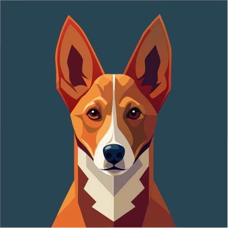 Portrait of a dog breed Basenji. Vector illustration.のイラスト素材
