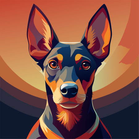 Portrait of a purebred Doberman dog. Vector illustration.のイラスト素材