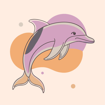 Cute dolphin. Hand drawn vector illustration in doodle style.のイラスト素材