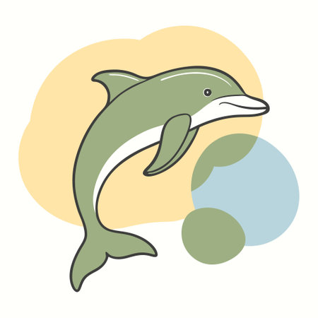 Cute hand drawn dolphin. Vector illustration in doodle style.のイラスト素材