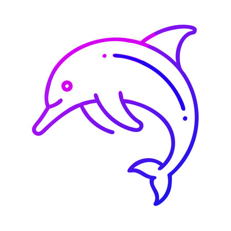 Vector Dolphin Icon. Flat Line Art Design. Vector Illustration.のイラスト素材