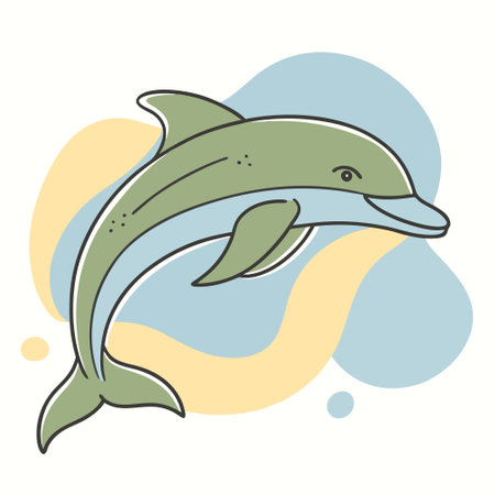 Dolphin. Hand drawn vector illustration in doodle style.のイラスト素材