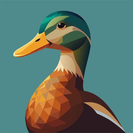 Duck on a blue background. Vector illustration of a duck.のイラスト素材